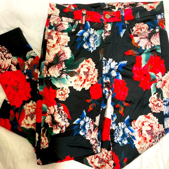 🌹🌹7 For All Mankind Mid-Rise Skinny Jeans in Victorian Garden 🌹🌹 - Picture 2 of 6